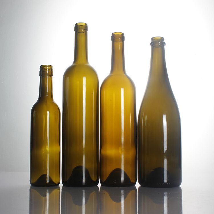 High end custom dark green bordeaux Red wine glass bottle