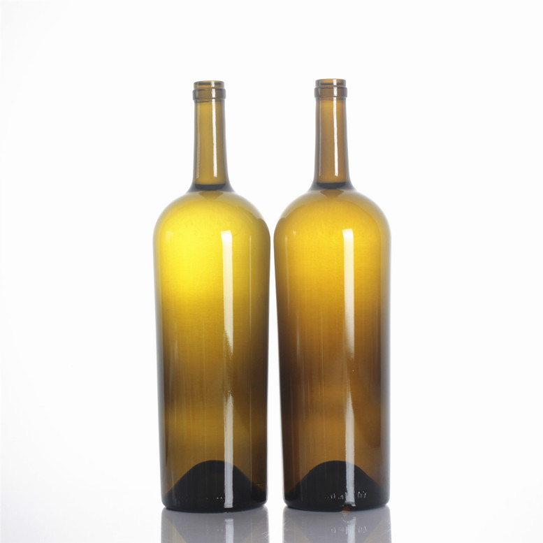 High end custom dark green bordeaux Red wine glass bottle