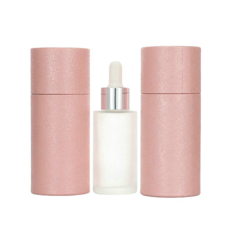 High end frosted clear 1oz 20ml 30ml 50ml 100ml glass flat shoulder glass essential oil cosmetic serum bottle with paper box
