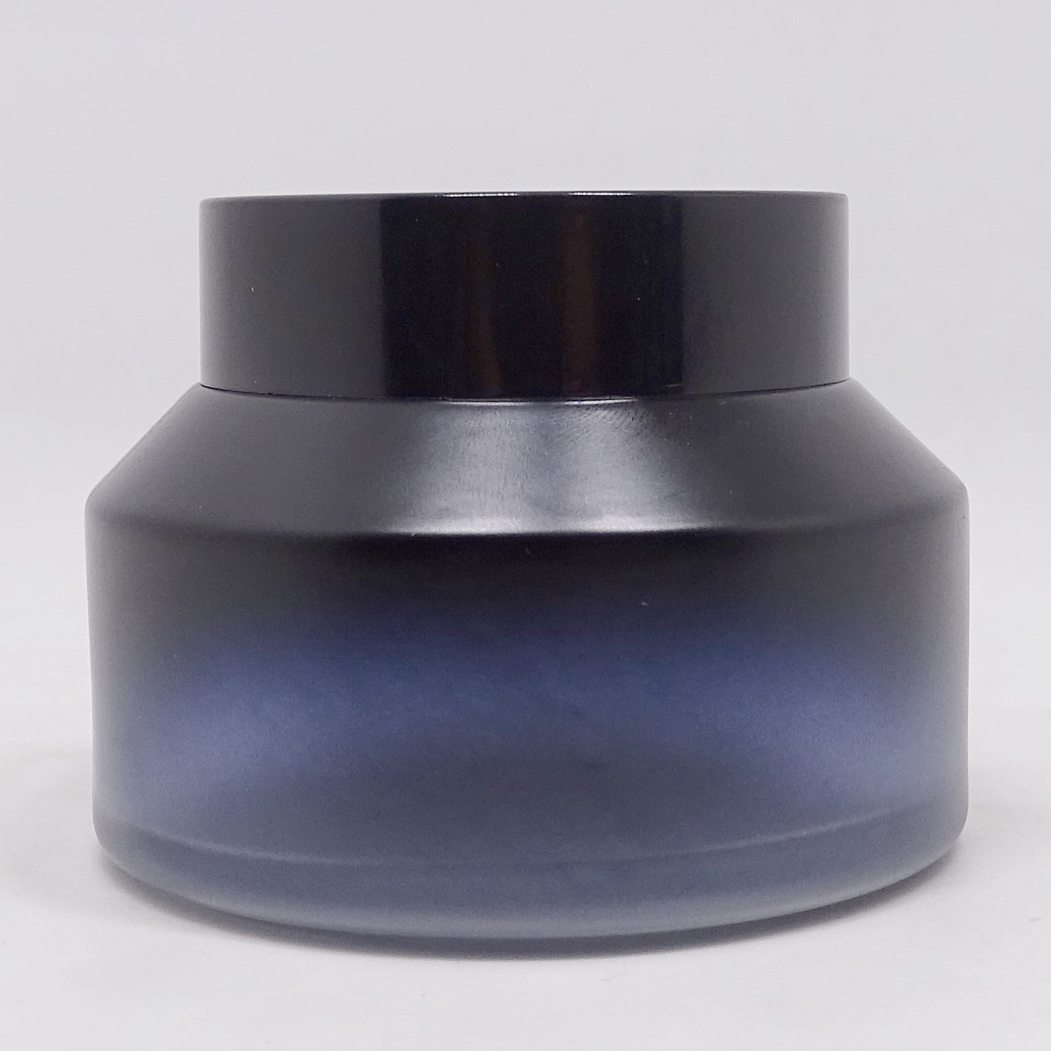 High end frosted matte blue cosmetic glass bottle jar for lotion serum cream full set