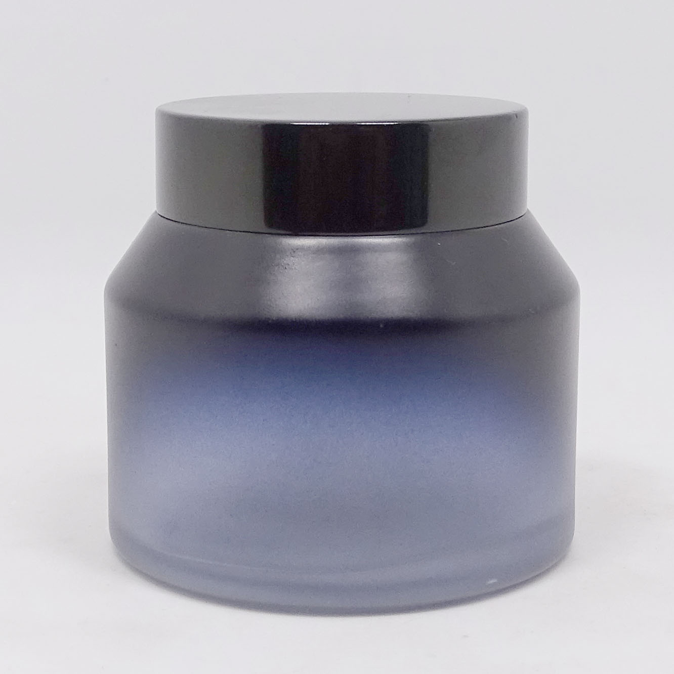 High end frosted matte blue cosmetic glass bottle jar for lotion serum cream full set