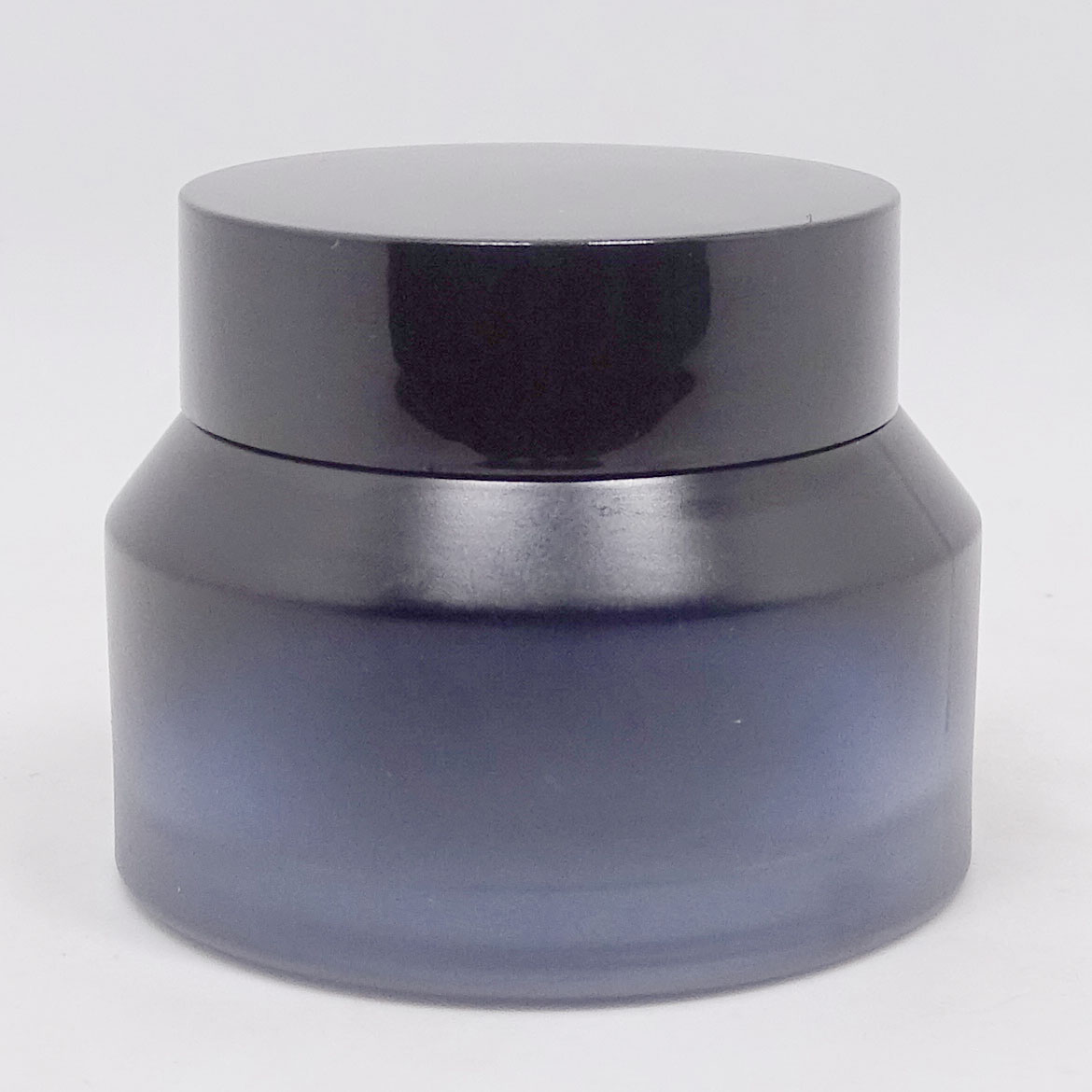 High end frosted matte blue cosmetic glass bottle jar for lotion serum cream full set
