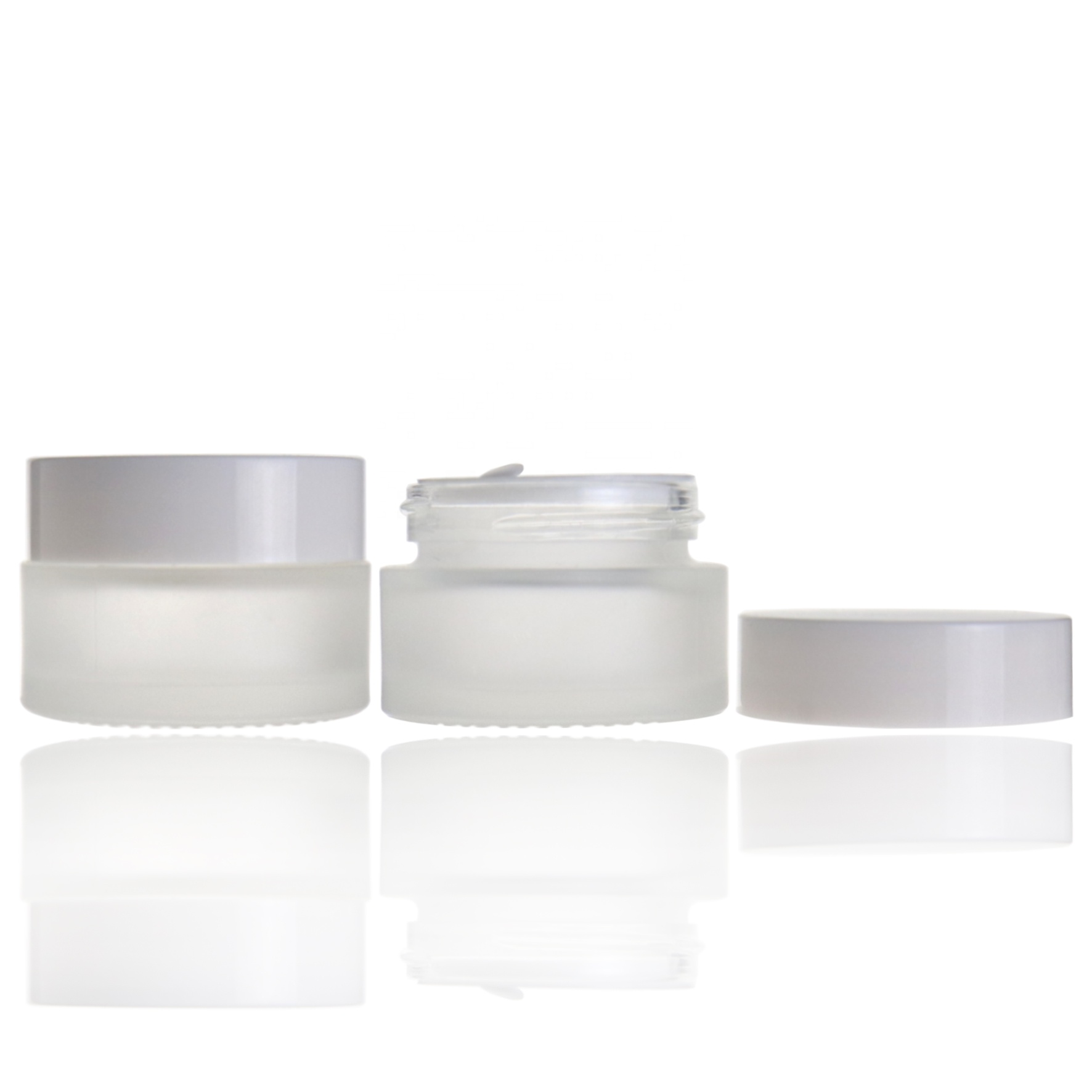 High end frosted white 15ml cream cosmetic glass jar