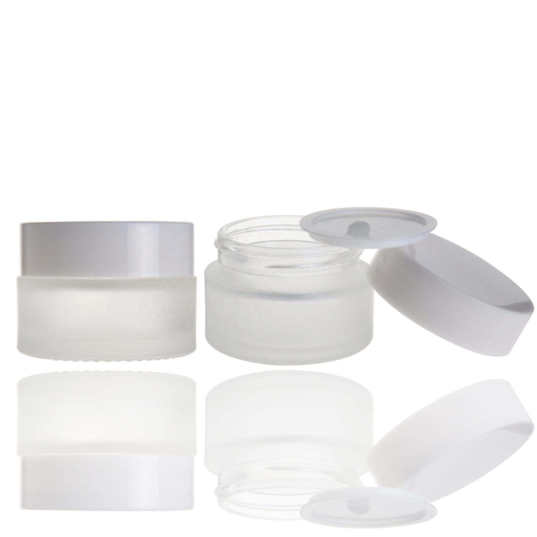 High end frosted white 15ml cream cosmetic glass jar
