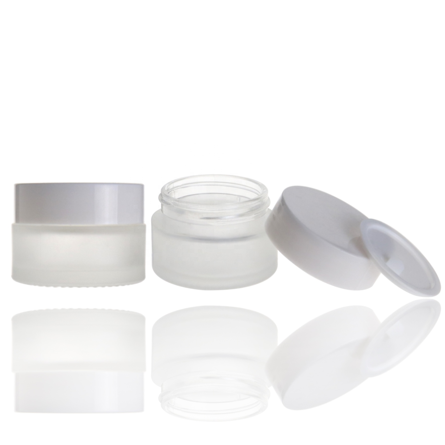 High end frosted white 15ml cream cosmetic glass jar