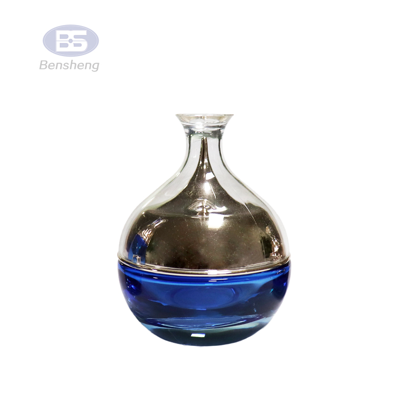 High end luxury 30ml 35ml 40ml 50 ml 100 ml 120ml 150 ml blue color cosmetic cream glass bottle and jar with aluminum pump cap