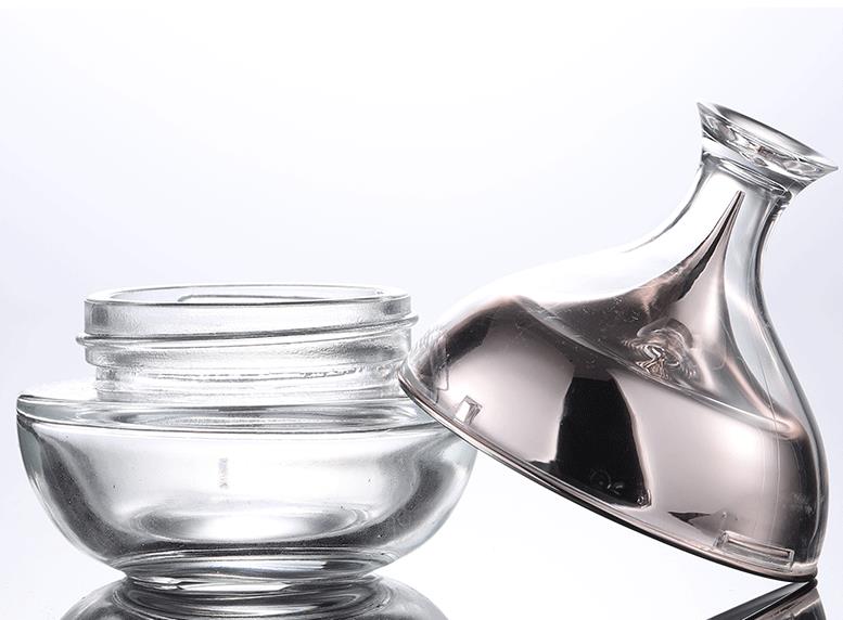 High end luxury 30ml 35ml 40ml 50 ml 100 ml 120ml 150 ml blue color cosmetic cream glass bottle and jar with aluminum pump cap