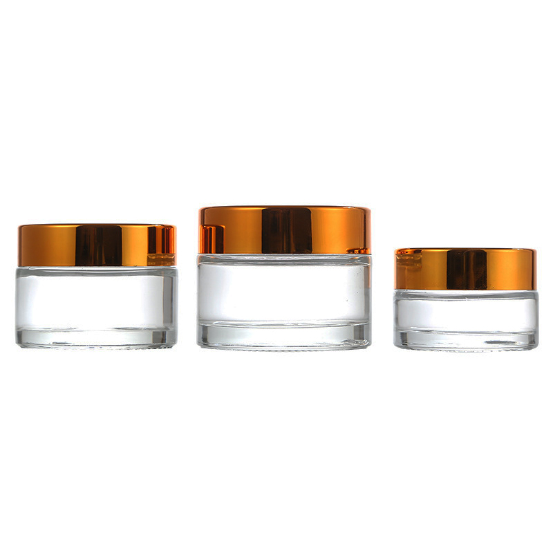 High end small 15g 20g 30g frosted matte clear cosmetic facial cream lotion cream glass jar matte silver lid