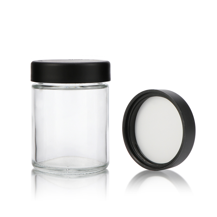 High grade 1 3 4 ounce cylindrical odor Resistant metal lid 2 oz containers tall glass jars with Lid