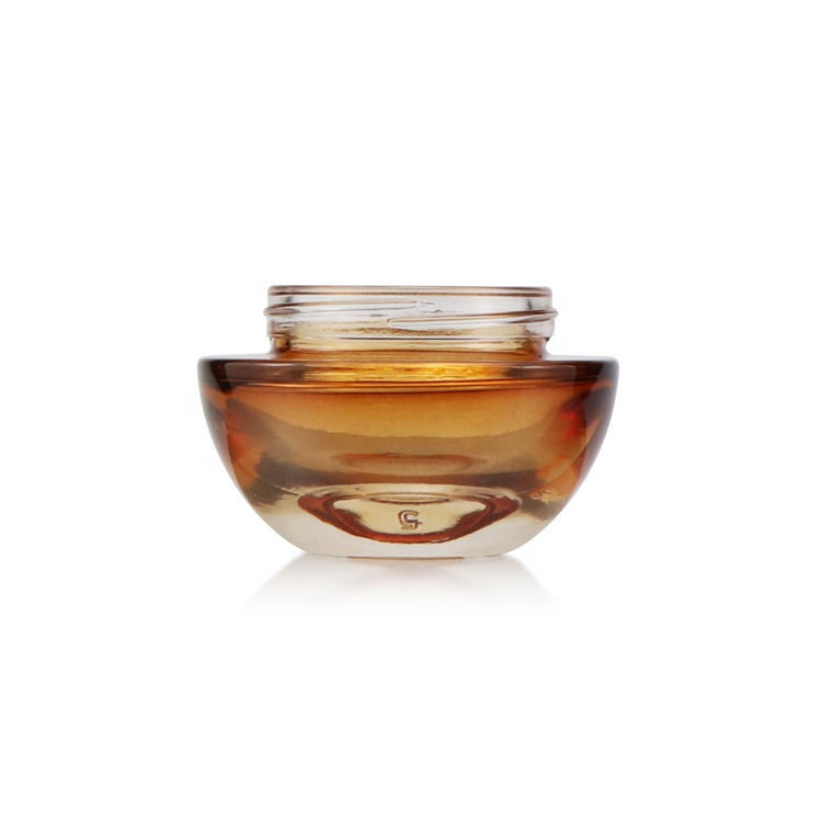 High grade 20g 50g empty amber cosmatics neck cream container cosmetics jars with gold crown lids