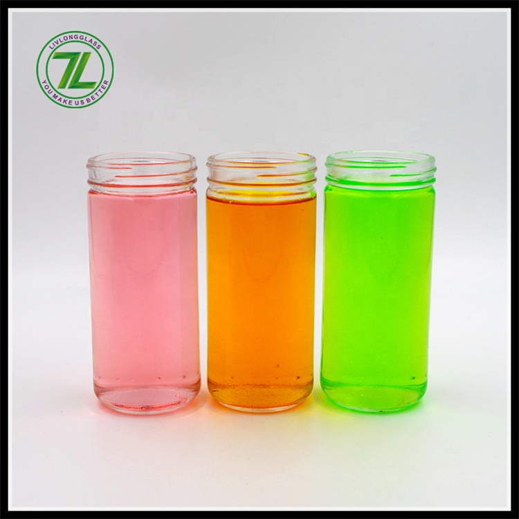 High grade 250ml clear cylinder tea glass bottle 16oz beverage glass bottle with lid for juice milk jam honey coffee