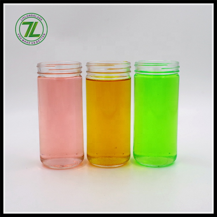 High grade 250ml clear cylinder tea glass bottle 16oz beverage glass bottle with lid for juice milk jam honey coffee