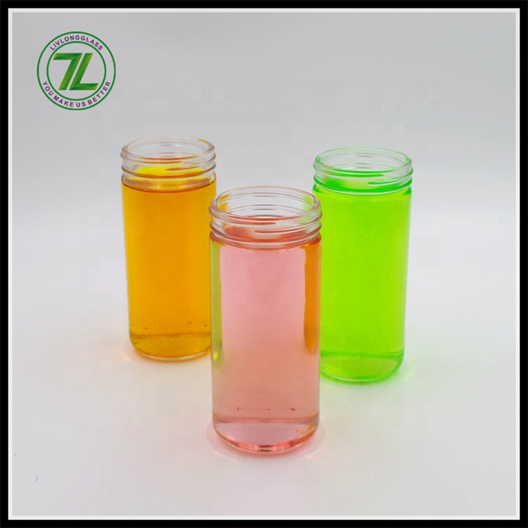 High grade 250ml clear cylinder tea glass bottle 16oz beverage glass bottle with lid for juice milk jam honey coffee