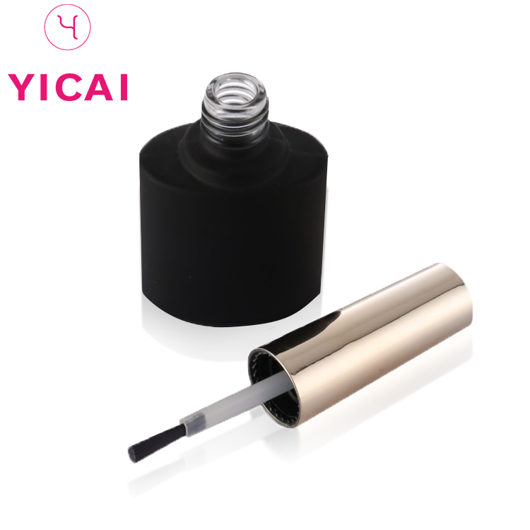 High-grade Unique Shaped Flat Glass Nail Polish Gel Black Bottle