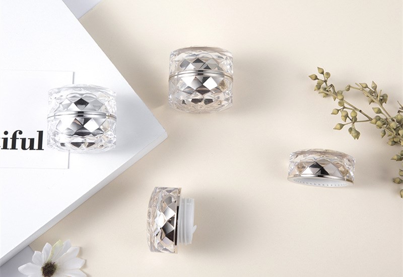 High grade double layer diamond shape 7g acrylic cosmetics eye cream jar 5ml traveling jar