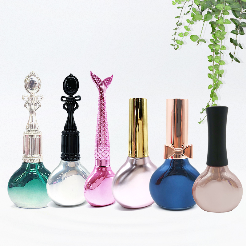 High-grade electroplating cosmetic 10ml 15ml nail polish glass bottle with brush