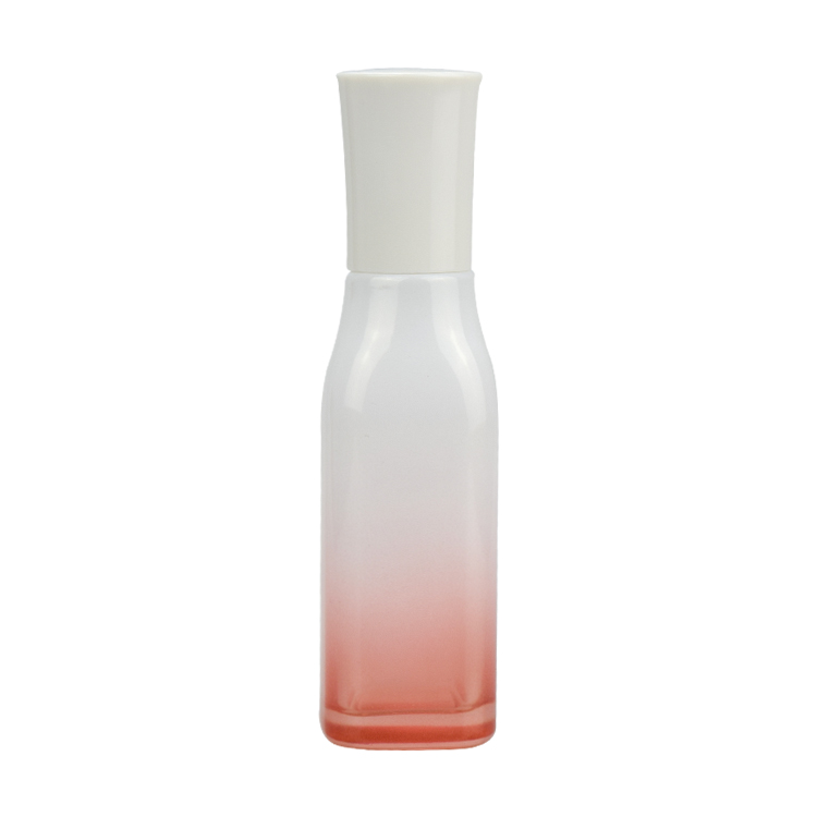 High grade empty cosmetic containers 40ml 100ml 120ml gradient color glass press pump bottles for skin care