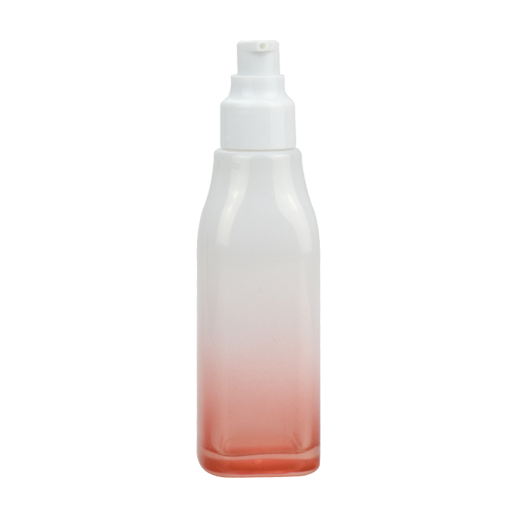High grade empty cosmetic containers 40ml 100ml 120ml gradient color glass press pump bottles for skin care