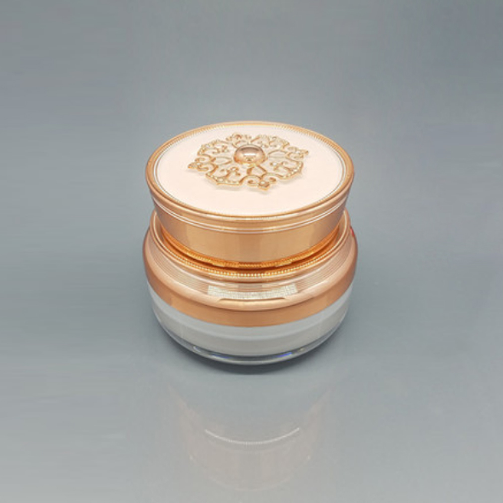 High grade empty cosmetic plastic acrylic 15g white cream jar with patterned cover