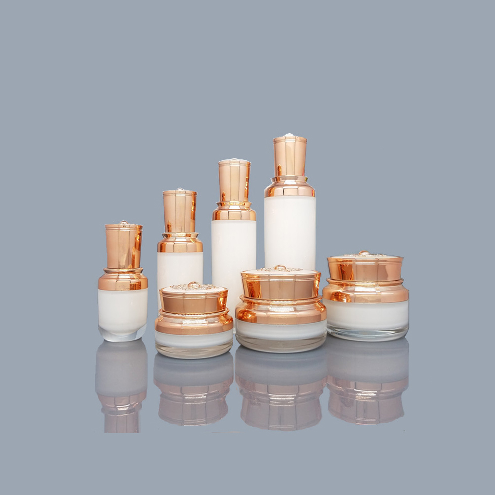 High grade empty cosmetic plastic acrylic 30g white cream jar with patterned cover