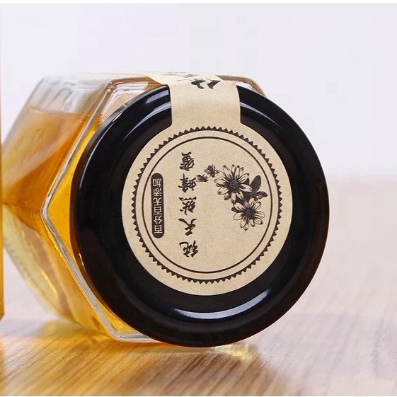 High grade hexagonal honey jar with for honey fancy for wedding present 500 gr