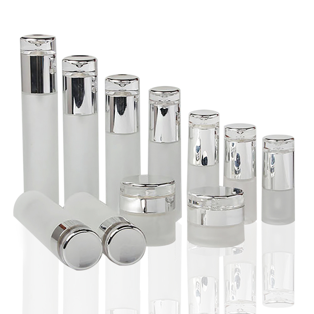 High-grade multi-size acrylic cover glass spray  bottle and cream jar, bamboo cosmetic packaging face cream jar