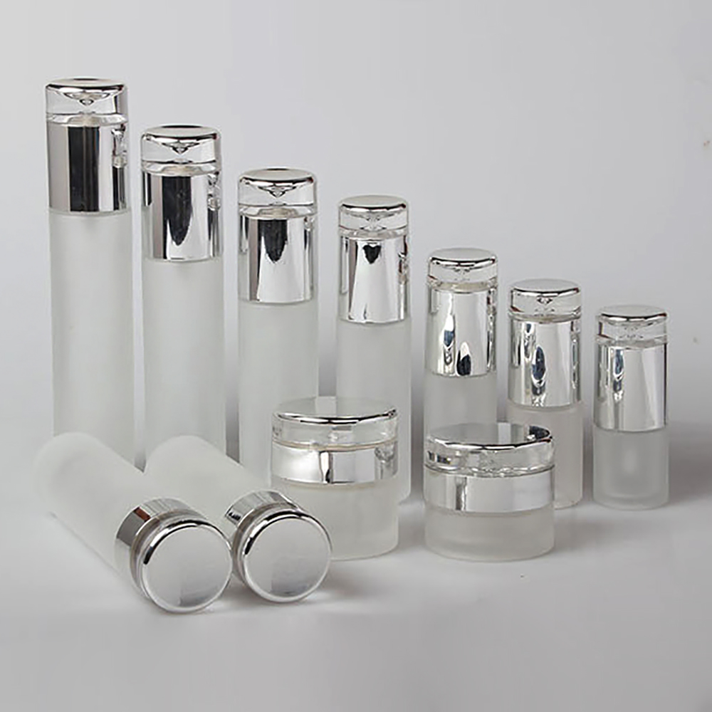 High-grade multi-size acrylic cover glass spray bottle and cream jar, bamboo cosmetic packaging face cream jar