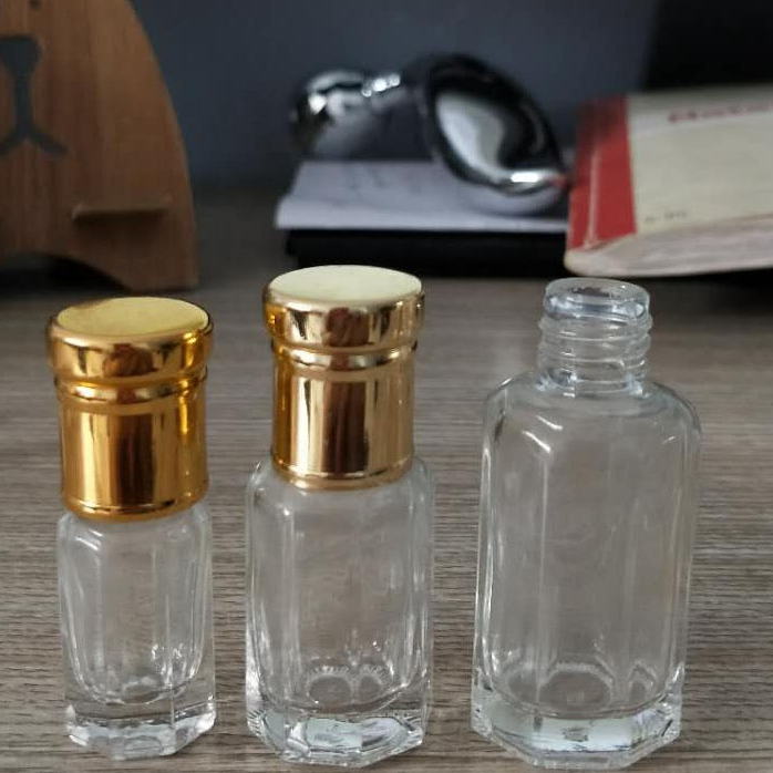 High grade octagon roll on perfume bottle glass 3ml