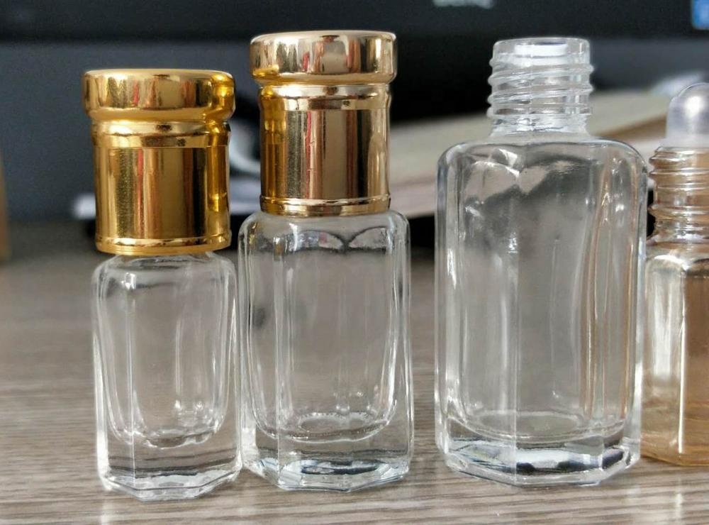 High grade octagon roll on perfume bottle glass 3ml
