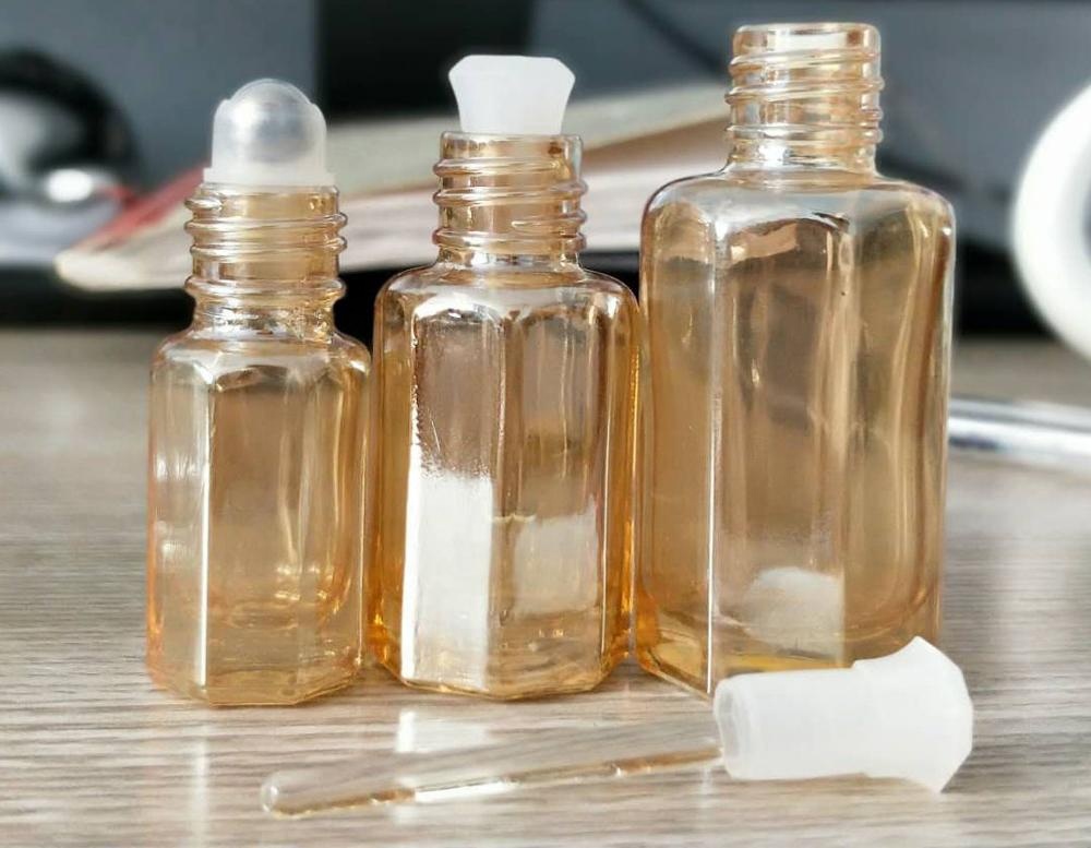 High grade octagon roll on perfume bottle glass 3ml