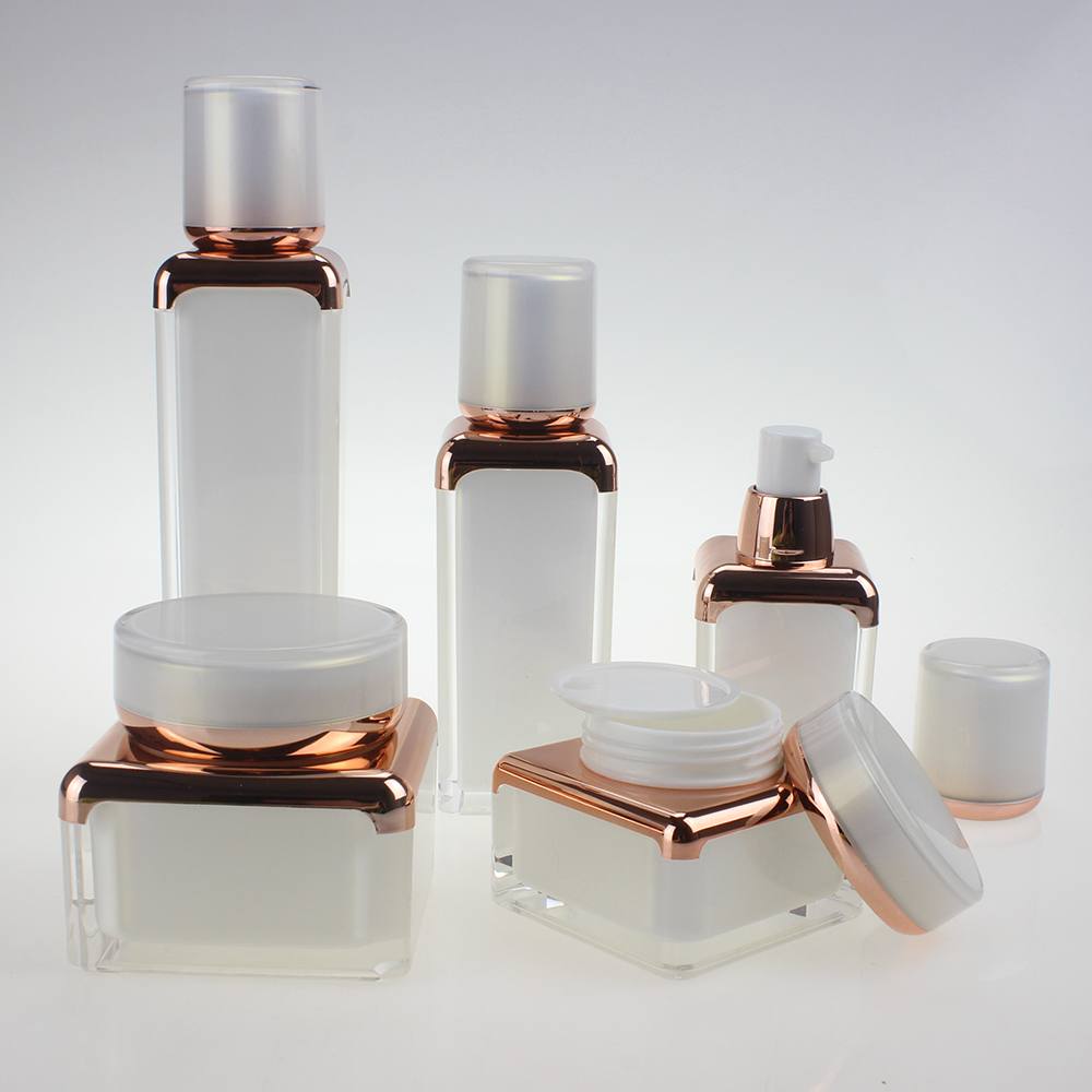 High-grade rose gold set product in acrylic, 50ml airless pump bottle