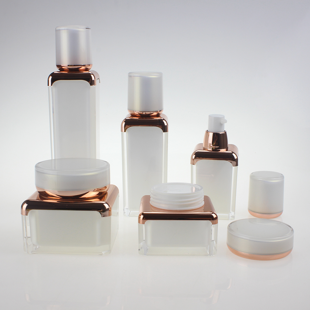 High-grade rose gold set product in acrylic, 50ml airless pump bottle