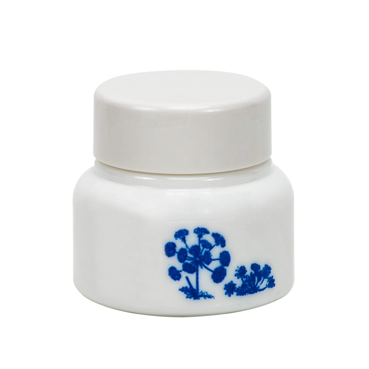 High grade white porcelain opal white glass bottle jar with pump savanna series ceramic cosmetic jar