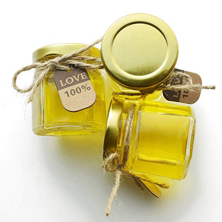 High quality 1.5oz 45ml Hexagon Mini Glass Jars with Gold Lid for Gifts Wedding Favors Honey Jams