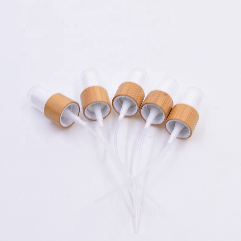 High quality 1 oz 1/2 oz 1 3oz 2 oz 4 oz frosted bamboo cap empty cream boston round pump spray glass bottles for cosmetics
