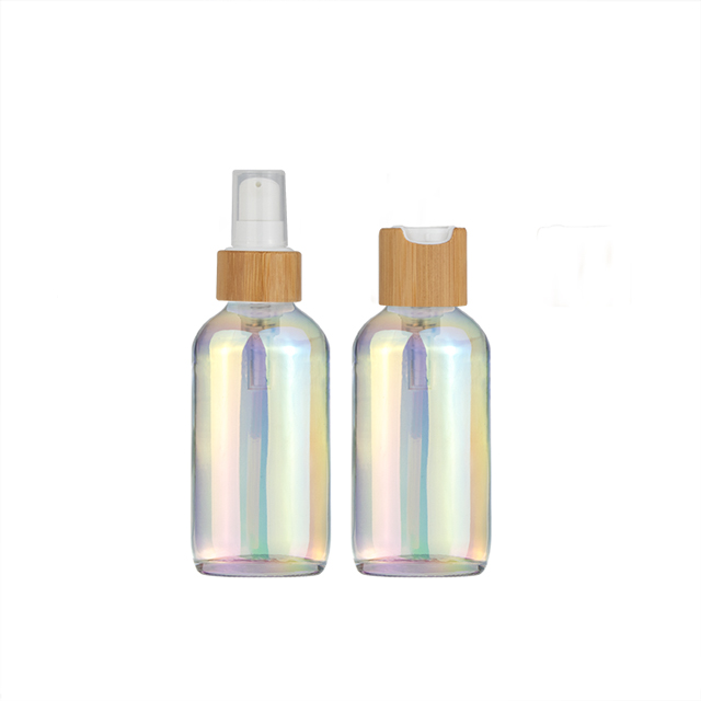 High quality 1 oz 1/2 oz 1 fl oz 2 oz 4 oz bamboo cap empty cream boston round spray glass bottles for cosmetics