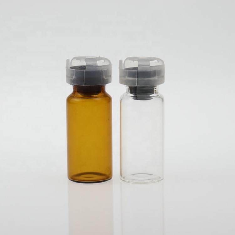 High quality 10 ml sterile tubular clear amber glass vials for injection with rubber stopper