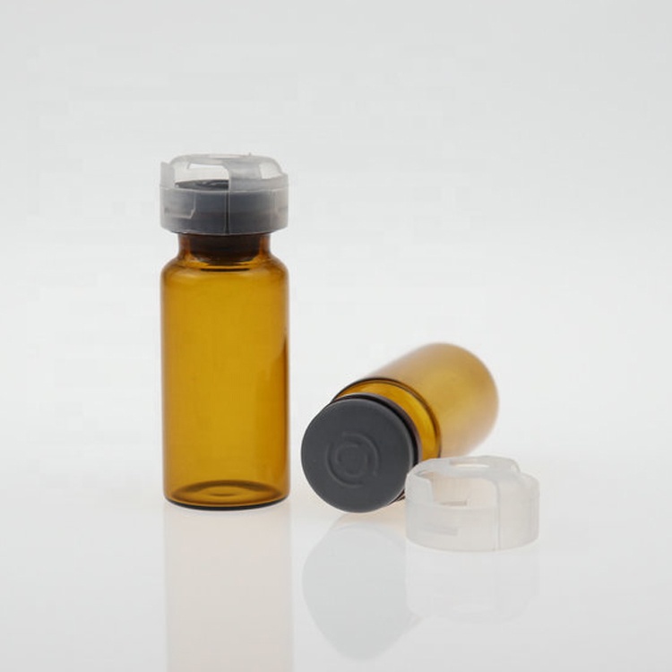 High quality 10 ml sterile tubular clear amber glass vials for injection with rubber stopper