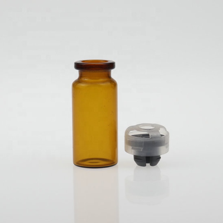 High quality 10 ml sterile tubular clear amber glass vials for injection with rubber stopper