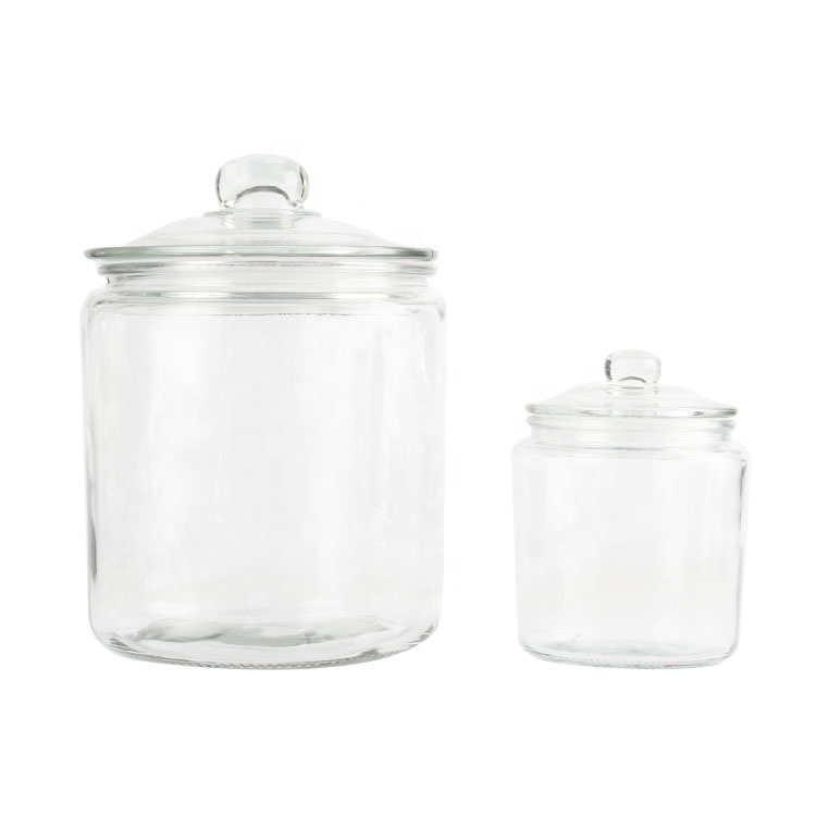 High quality 1000ml round glass jar with lid for food jam honey nut