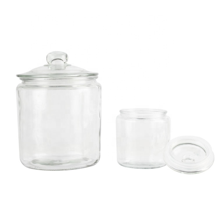 High quality 1000ml round glass jar with lid for food jam honey nut