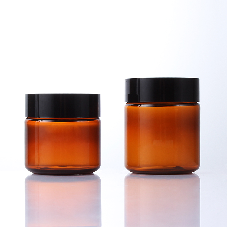 High quality 100g 120g amber cosmetic cream container PET cosmetic jar