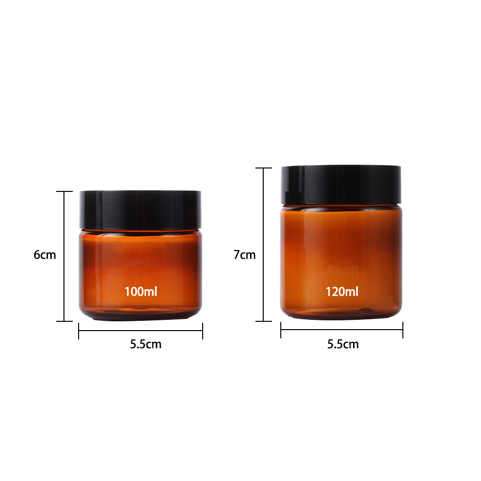 High quality 100g 120g amber cosmetic cream container PET cosmetic jar