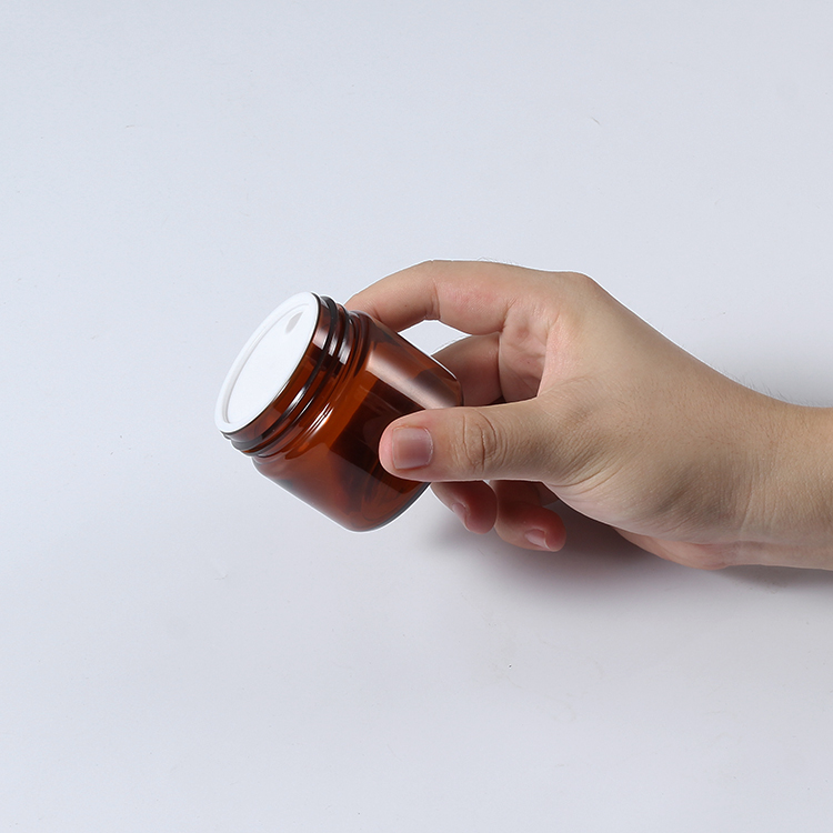 High quality 100g 120g amber cosmetic cream container PET cosmetic jar