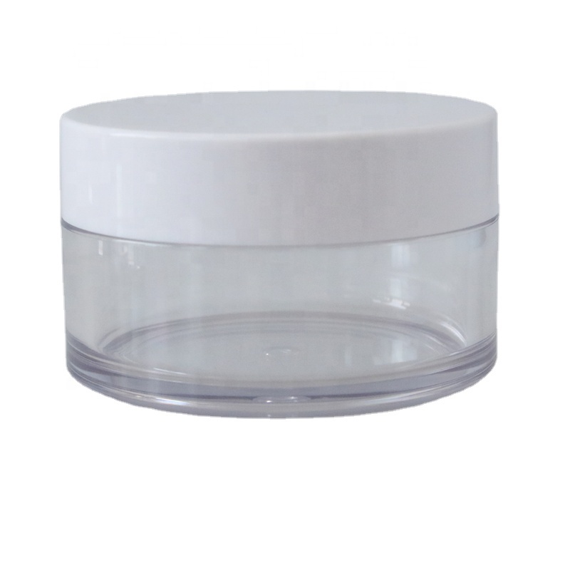 High quality 100ml 150ml 200ml transparent PET plastic cosmetic cream jar with white lid