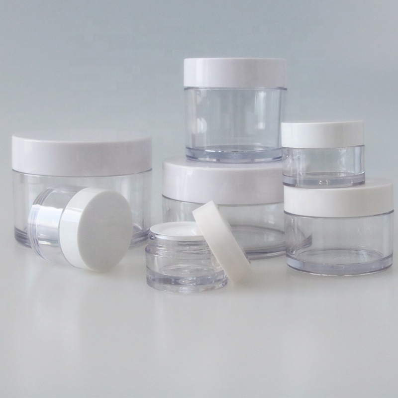 High quality 100ml 150ml 200ml transparent PET plastic cosmetic cream jar with white lid
