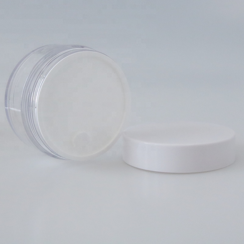 High quality 100ml 150ml 200ml transparent PET plastic cosmetic cream jar with white lid