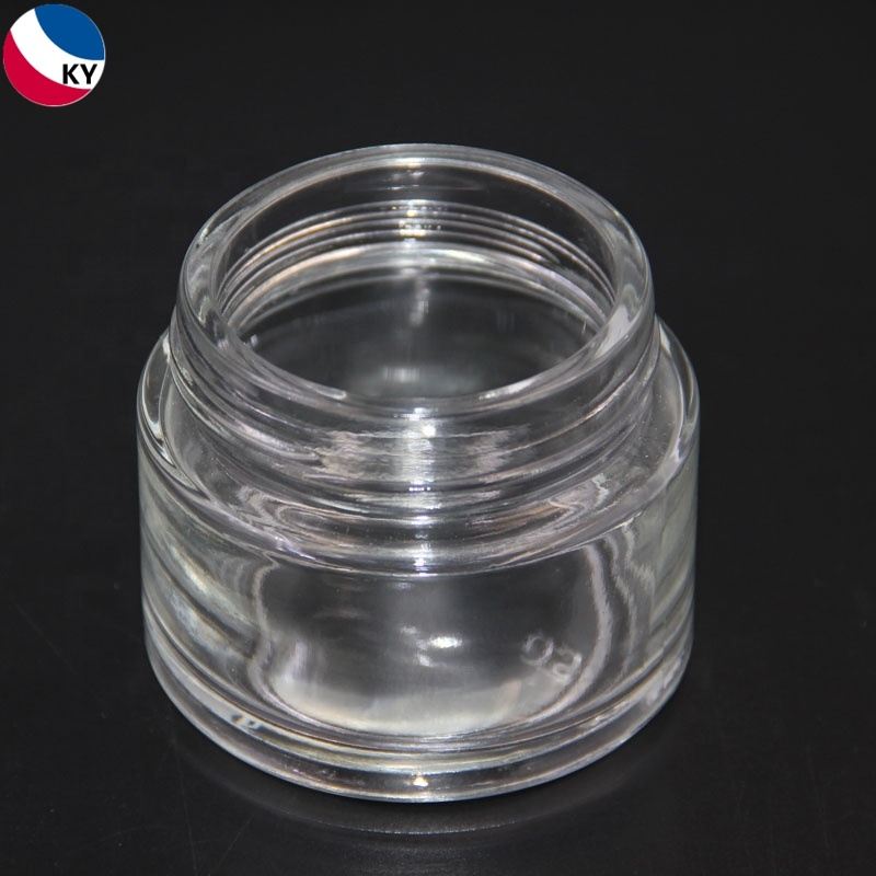 High quality 100ml 3oz cylinder shape clear glass cosmetic jars with thick wall silver cap