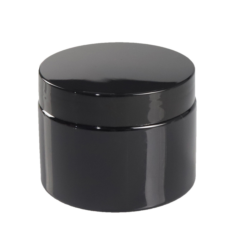 High quality 100ml black plastic cosmetic container black pet cream jar and lids