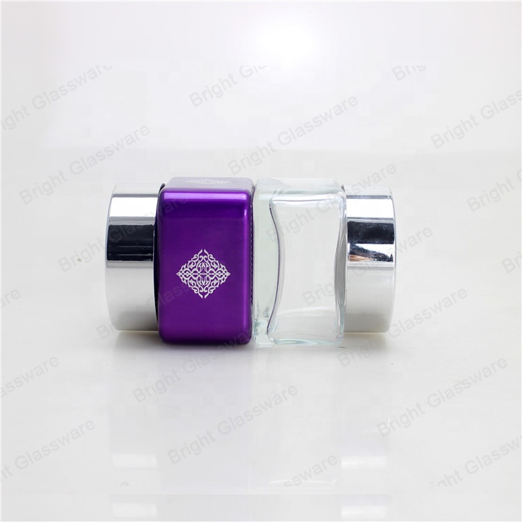 High quality 100ml square cosmetic cream glass jar with silver cap